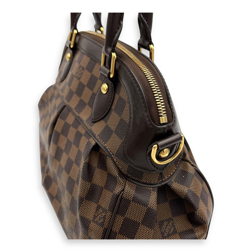 Louis Vuitton Trevi PM Damier Ebene Top Handle Bag in Coated Canvas, Gold hardware_8