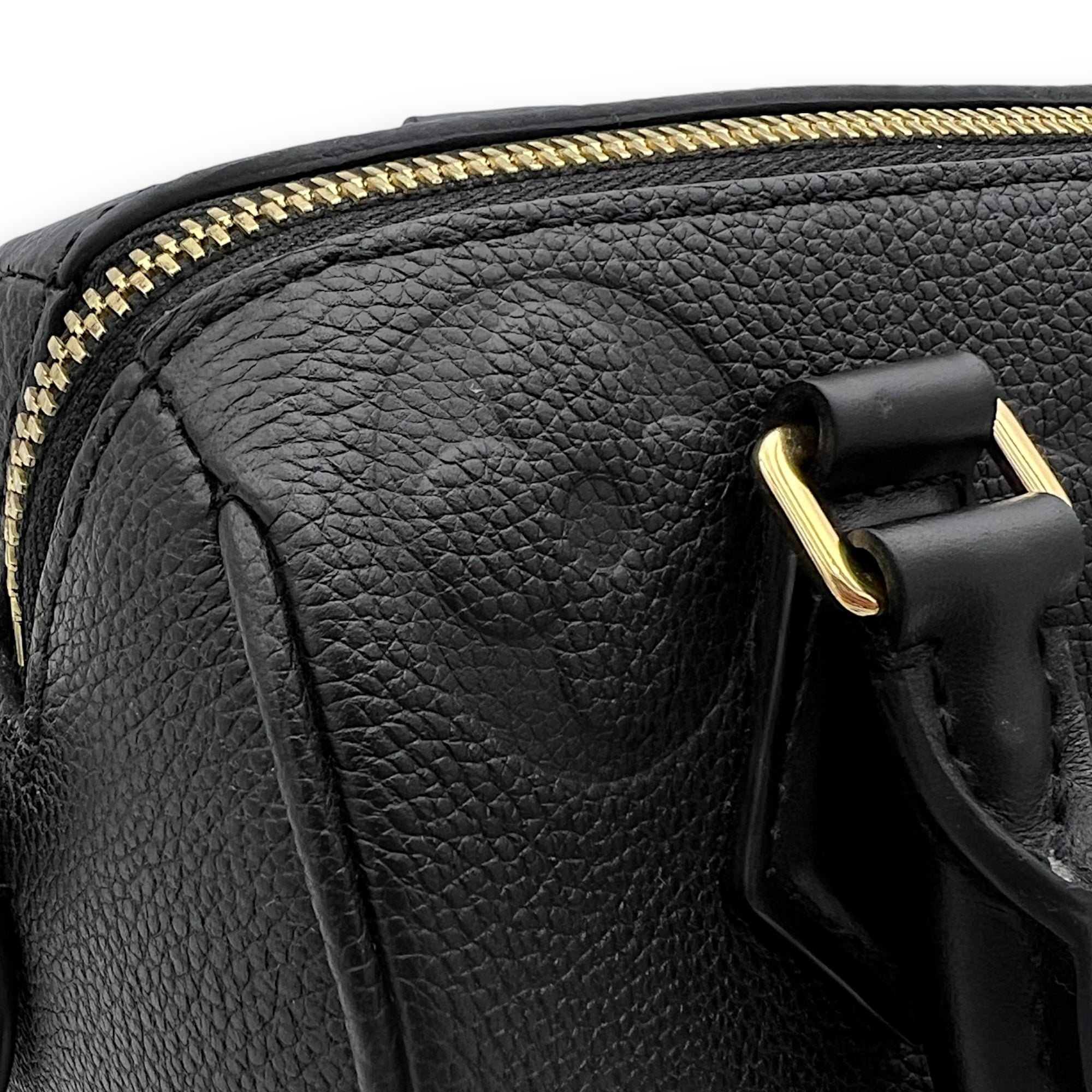Louis Vuitton Speedy Bandouliere Top Handle Bag 20 Black in Empreinte Leather, Gold hardware_12