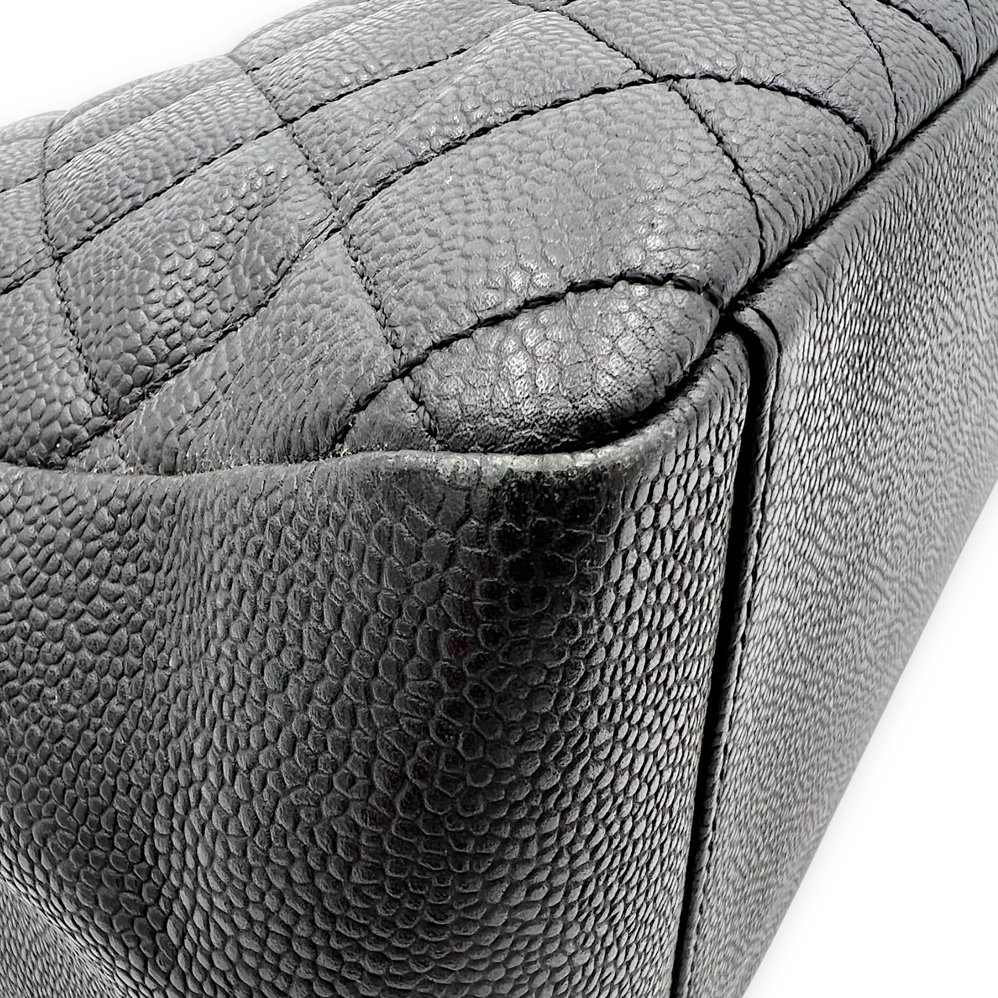 Chanel GST Shoulder Bag Black in Caviar Leather, Silver hardware_12
