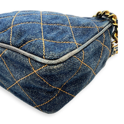 Chanel Denim CC Quilted Turnlock Crossbody Bag Blue in Denim, Gold hardware_11