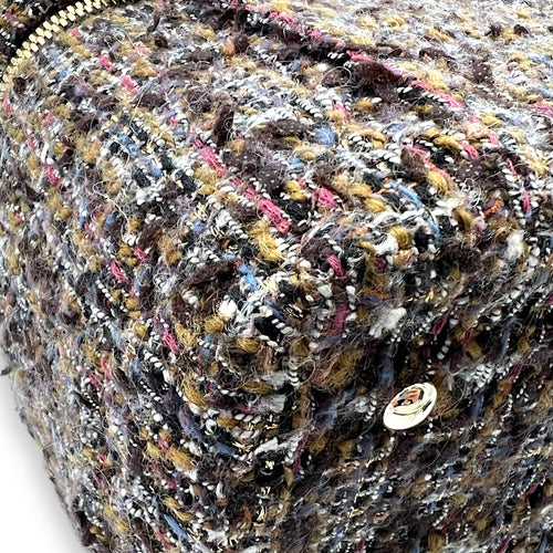 Chanel Vanity Case Wood Multi-colour Top Handle Bag in Tweed, Gold hardware_12