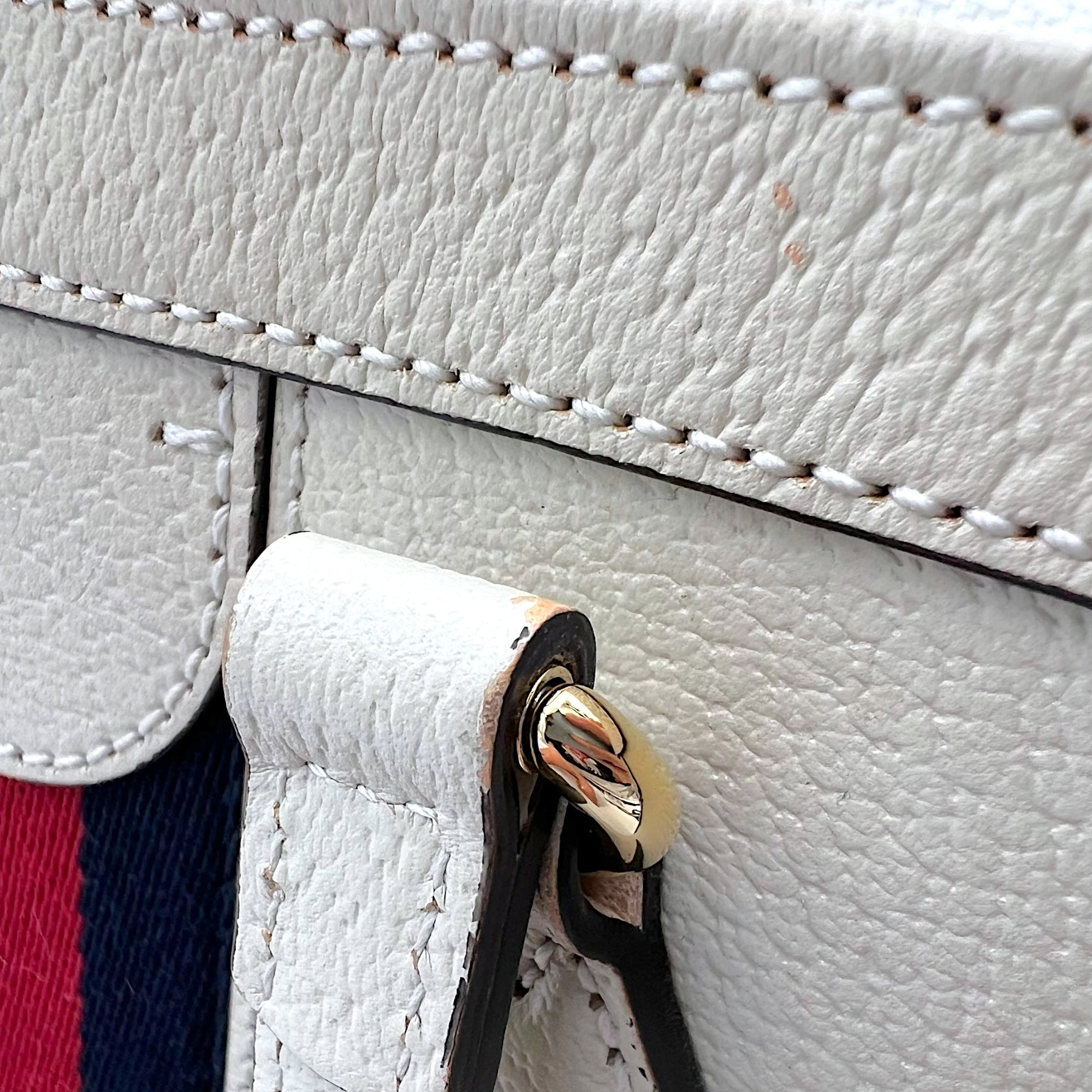 Gucci Ophidia Top Handle Bag White in Calfskin, Gold hardware_12