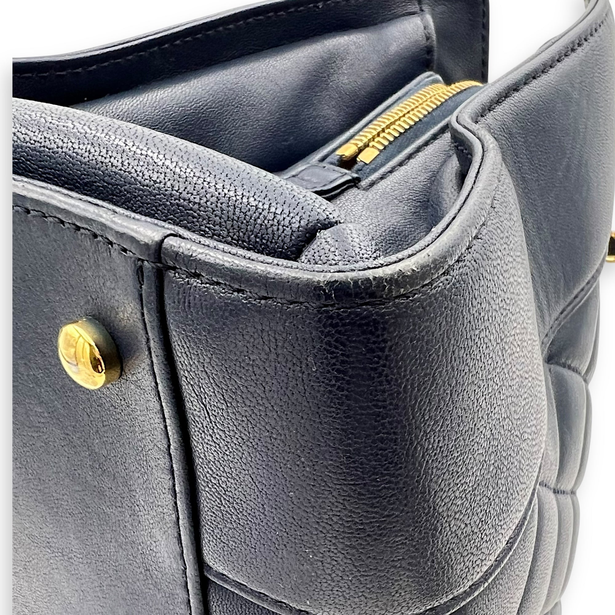Chanel CC Shoulder Bag Blue in Calfskin, Gold hardware_12