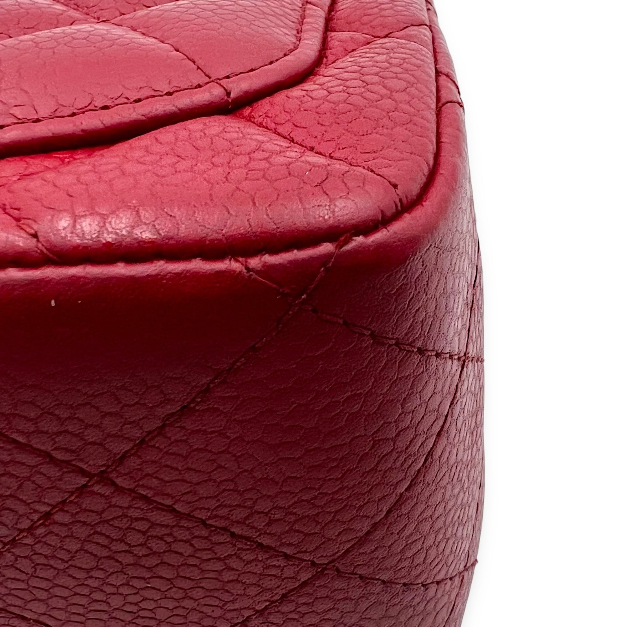 Chanel CC Mini Square Shoulder Bag Red in Caviar Leather, Silver hardware_12