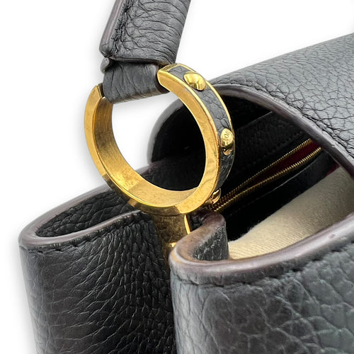 Louis Vuitton Capucines Top Handle Bag Black in Calfskin, Gold hardware_12
