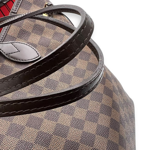 Louis Vuitton Neverfull MM Damier Ebene Tote Bag in Coated Canvas, Gold hardware_12