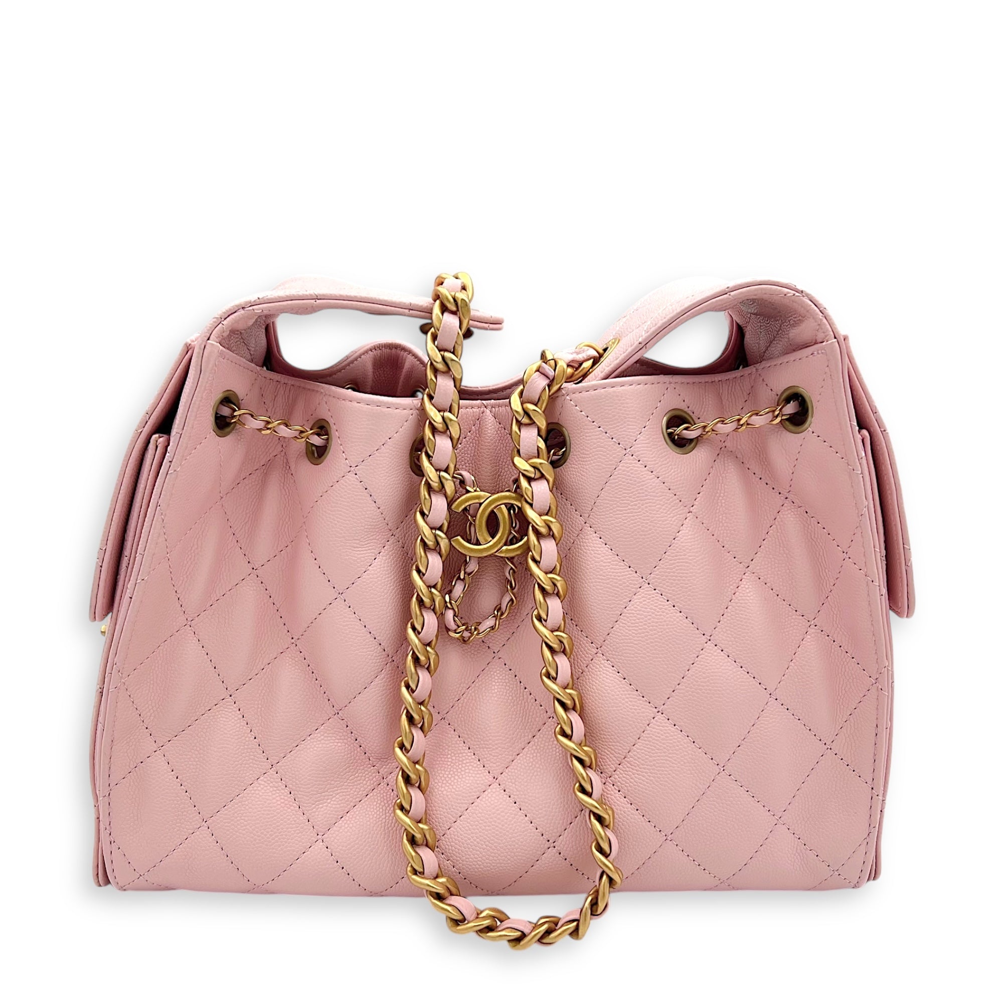 Chanel C25 Small Pink Shoulder Bag in Caviar Leather, Gold hardware_17