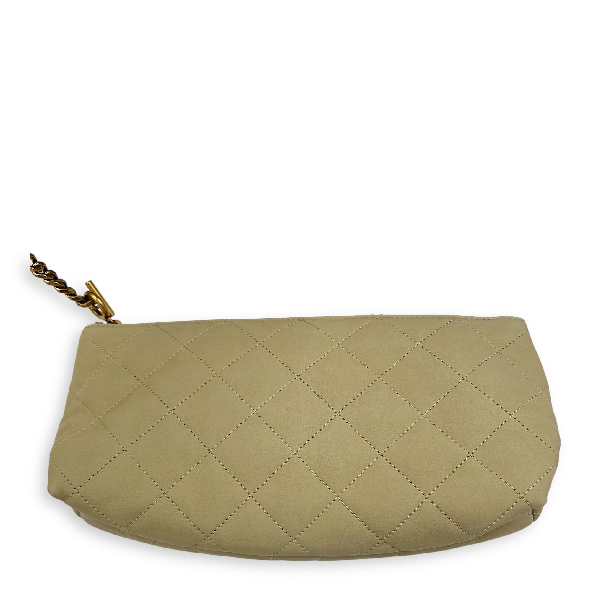 Saint Laurent ICare Tote Bag Beige in Nubuck suede, Gold hardware_12