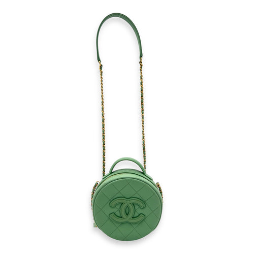 Chanel CC Top Handle Bag Green in Caviar Leather, Gold hardware_3