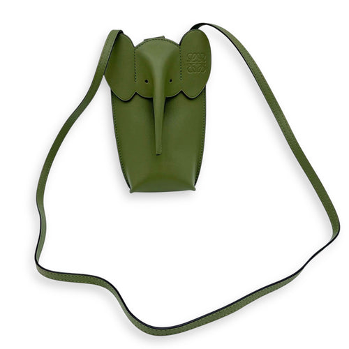Loewe Elephant Pocket Crossbody Bag Green in Calfskin_12
