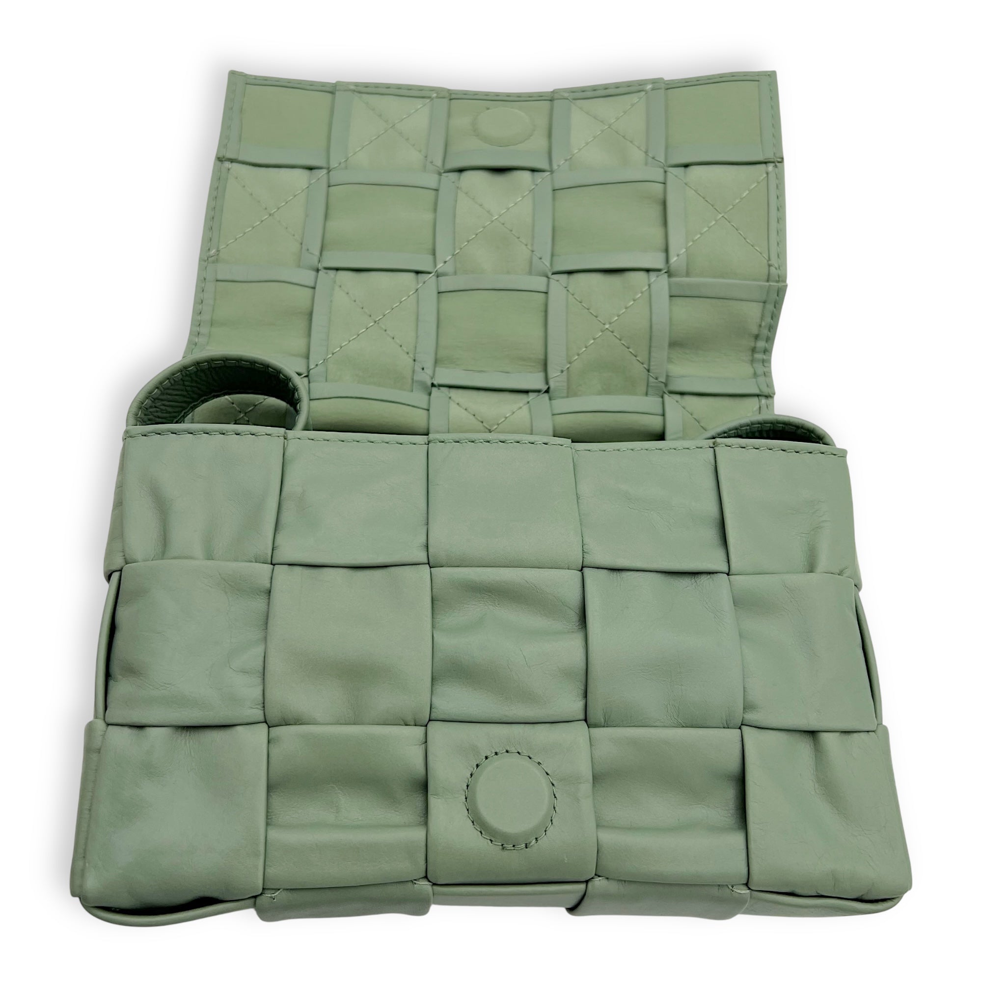 Bottega Veneta Cassette Crossbody Bag Green in Calfskin_12