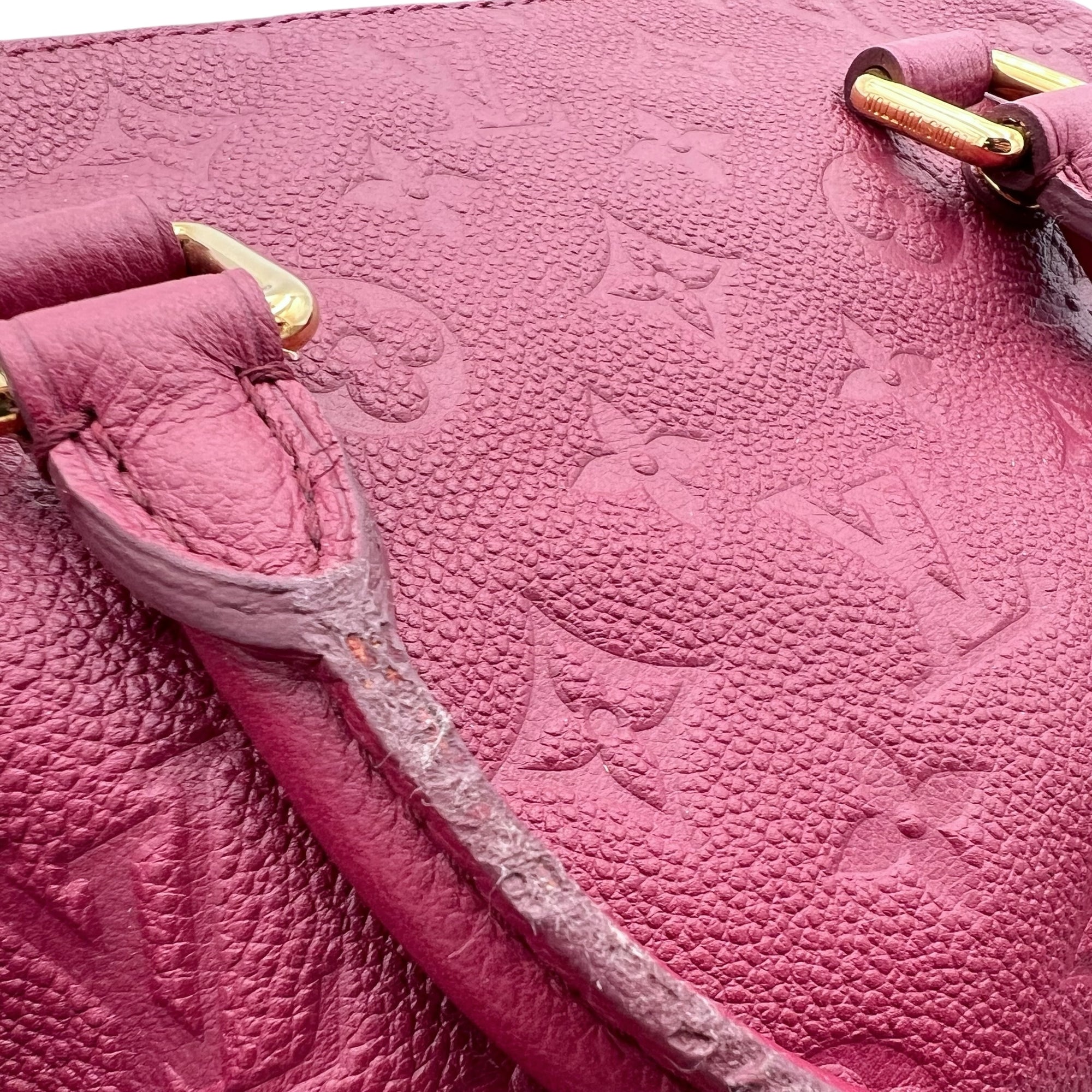 Louis Vuitton Speedy Bandouliere Top Handle Bag Red in Monogram Empreinte Leather, Gold hardware_12