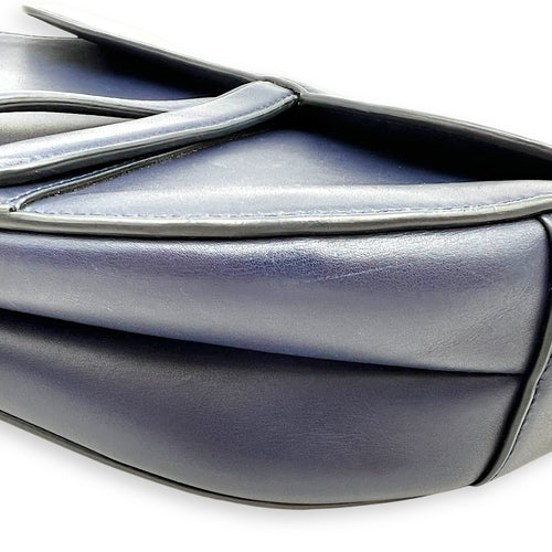 Dior Saddle Shoulder Bag Blue in Calfskin, Gold hardware_13