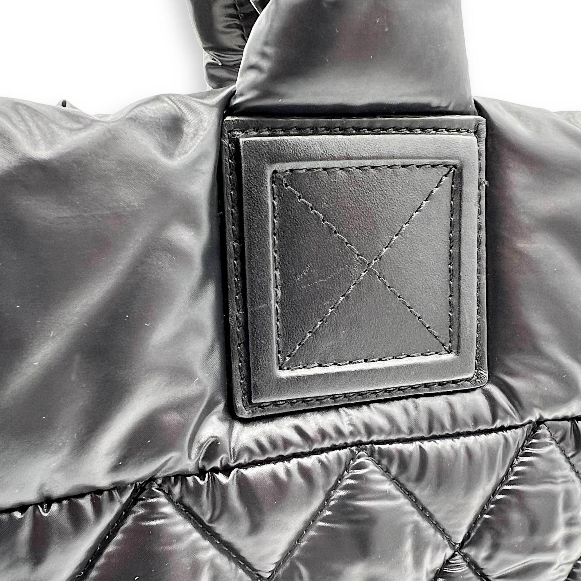 Chanel Coco Cocoon Tote Bag Black in Nylon, Silver hardware_11