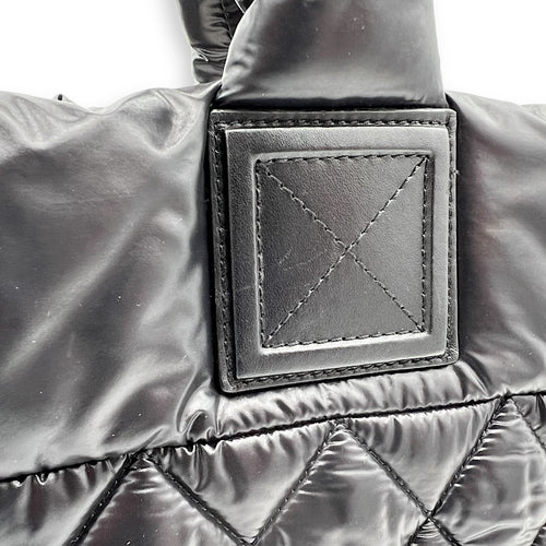 Chanel Coco Cocoon Tote Bag Black in Nylon, Silver hardware_11