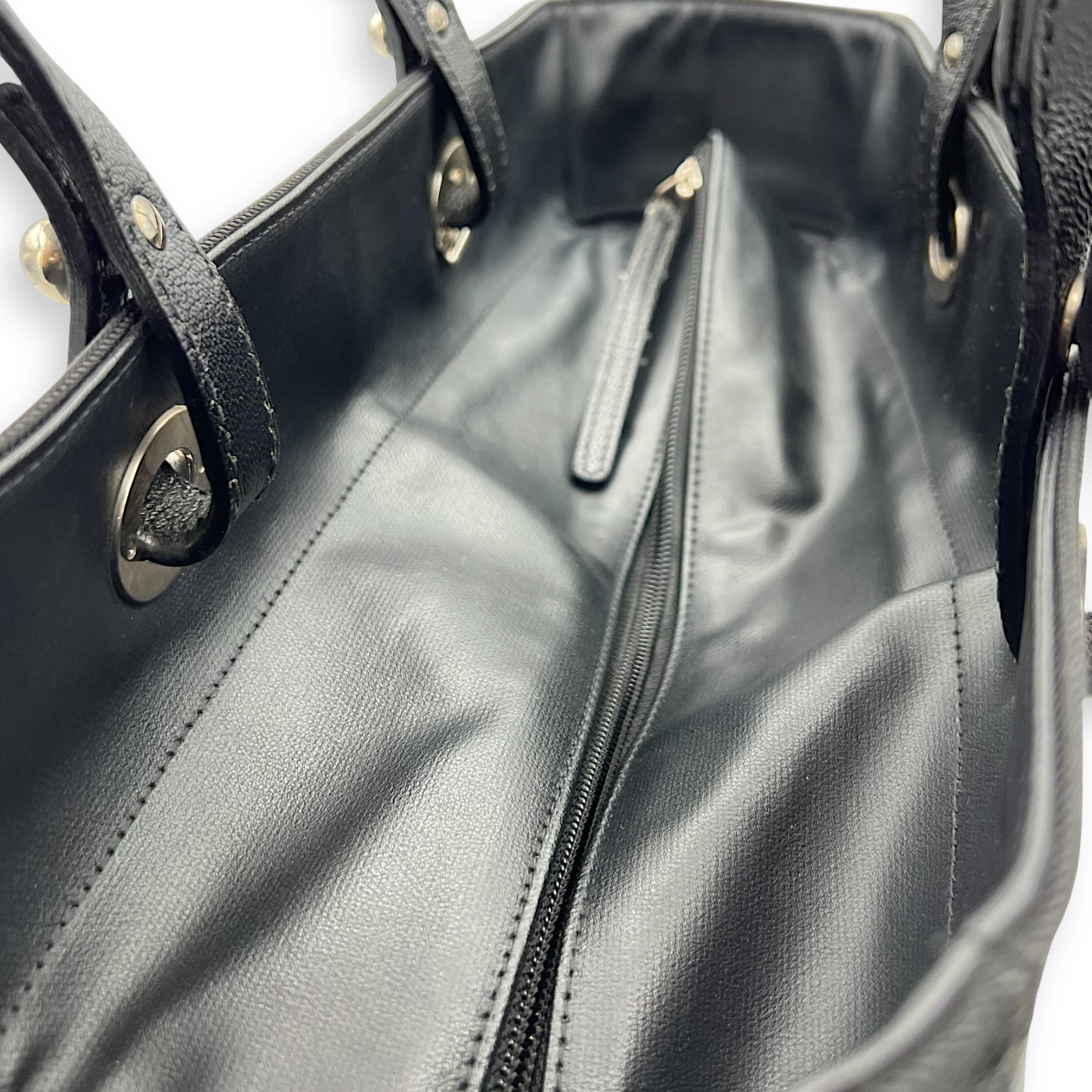 Chanel Paris Biarritz Tote Bag Black in Coated Canvas, Silver hardware_12