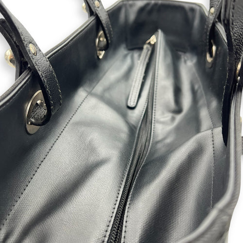Chanel Paris Biarritz Tote Bag Black in Coated Canvas, Silver hardware_12
