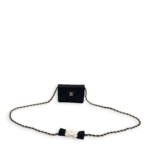 Chanel VIP Gift CC Wallet On Chain Black in Satin, Gold hardware_12