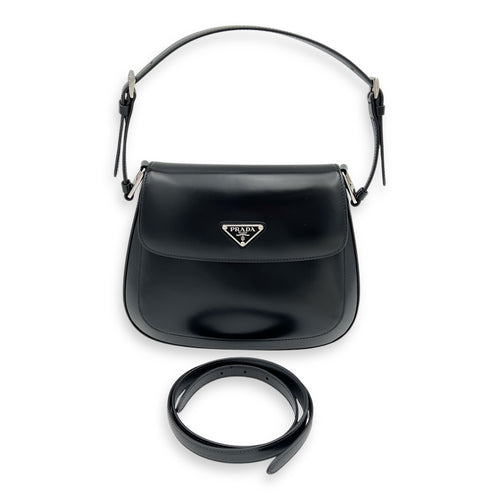 Prada Cleo Shoulder Bag Black in Calfskin, Silver hardware_4