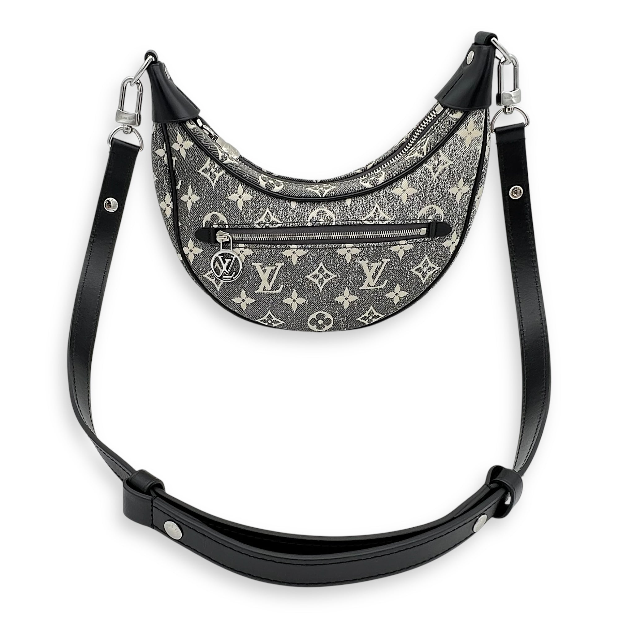 Louis Vuitton Loop Shoulder Bag Black in Denim, Silver hardware_3