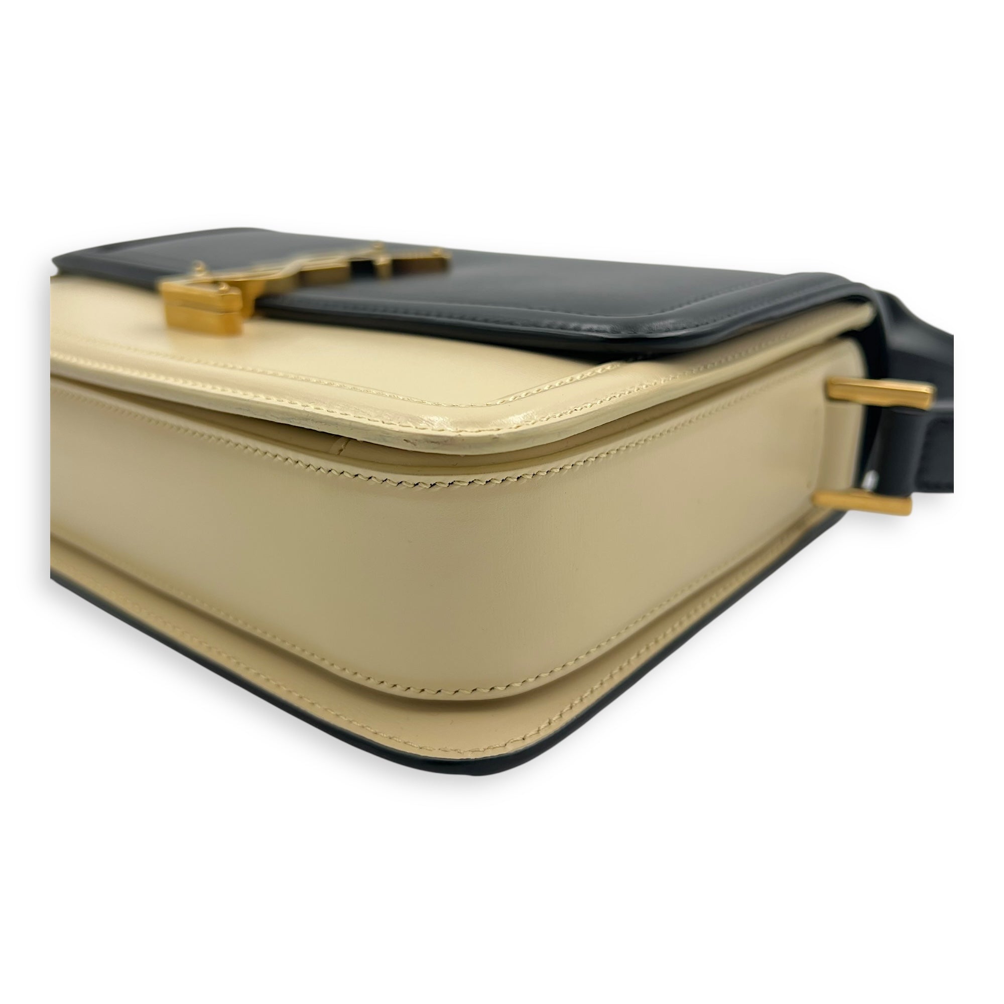 Saint Laurent Solferino Shoulder Bag Black & White in Calfskin, Gold hardware_11