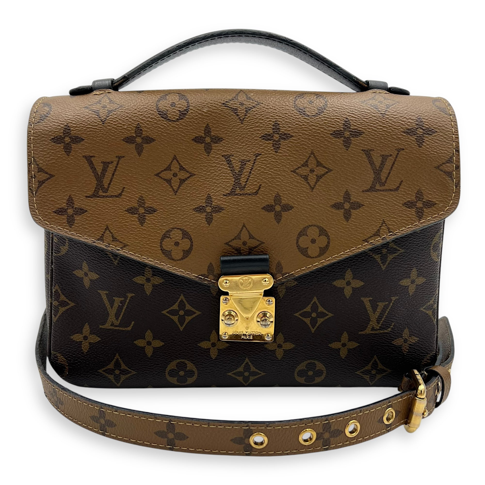 Louis Vuitton Metis Crossbody Bag Brown in Monogram Coated Canvas, Gold hardware_10