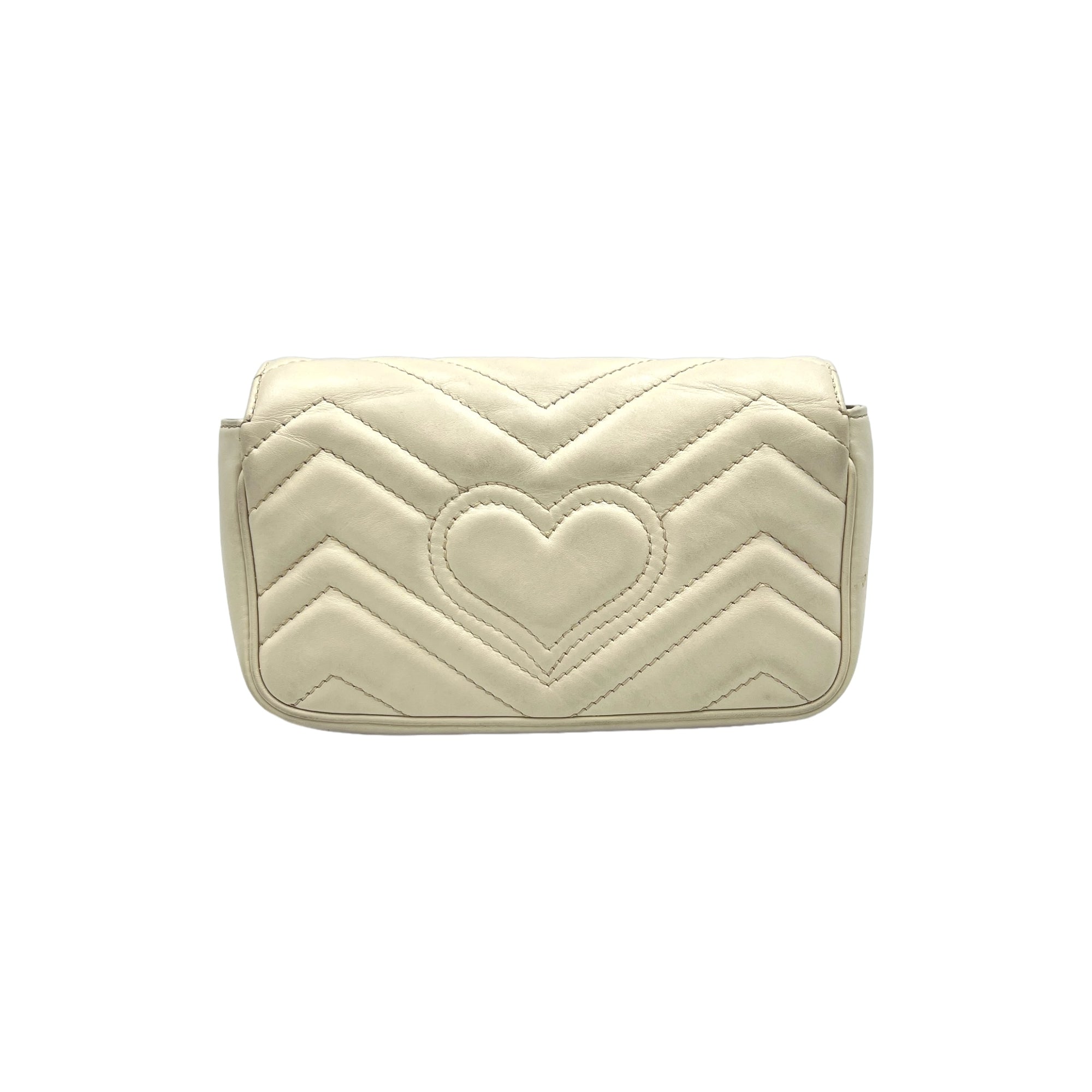 GG Marmont White Crossbody Bag in Calfskin, Gold hardware