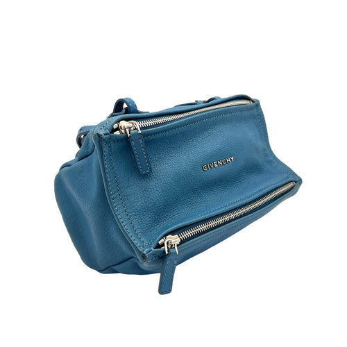 Pandora Crossbody Bag Mini Blue in Calfskin , Silver Hardware