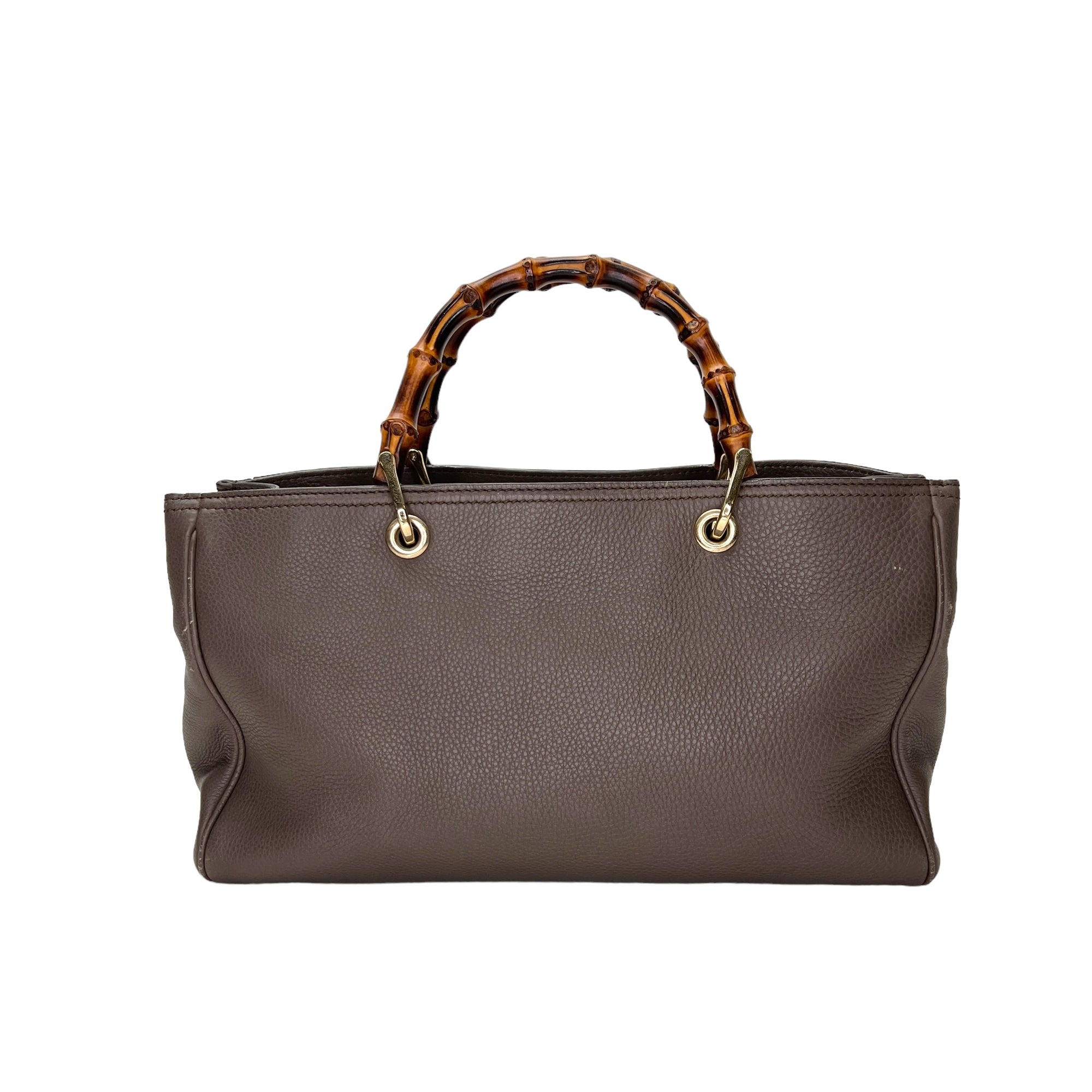 Bamboo Medium Brown Top Handle Bag in Calfskin, Gold hardware