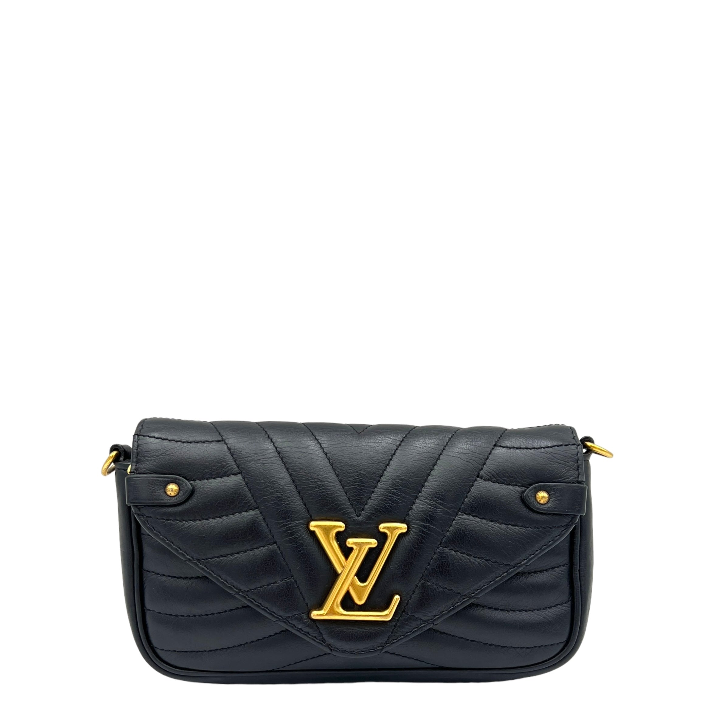 Louis Vuitton New Wave Black Crossbody Bag in Calfskin, Gold