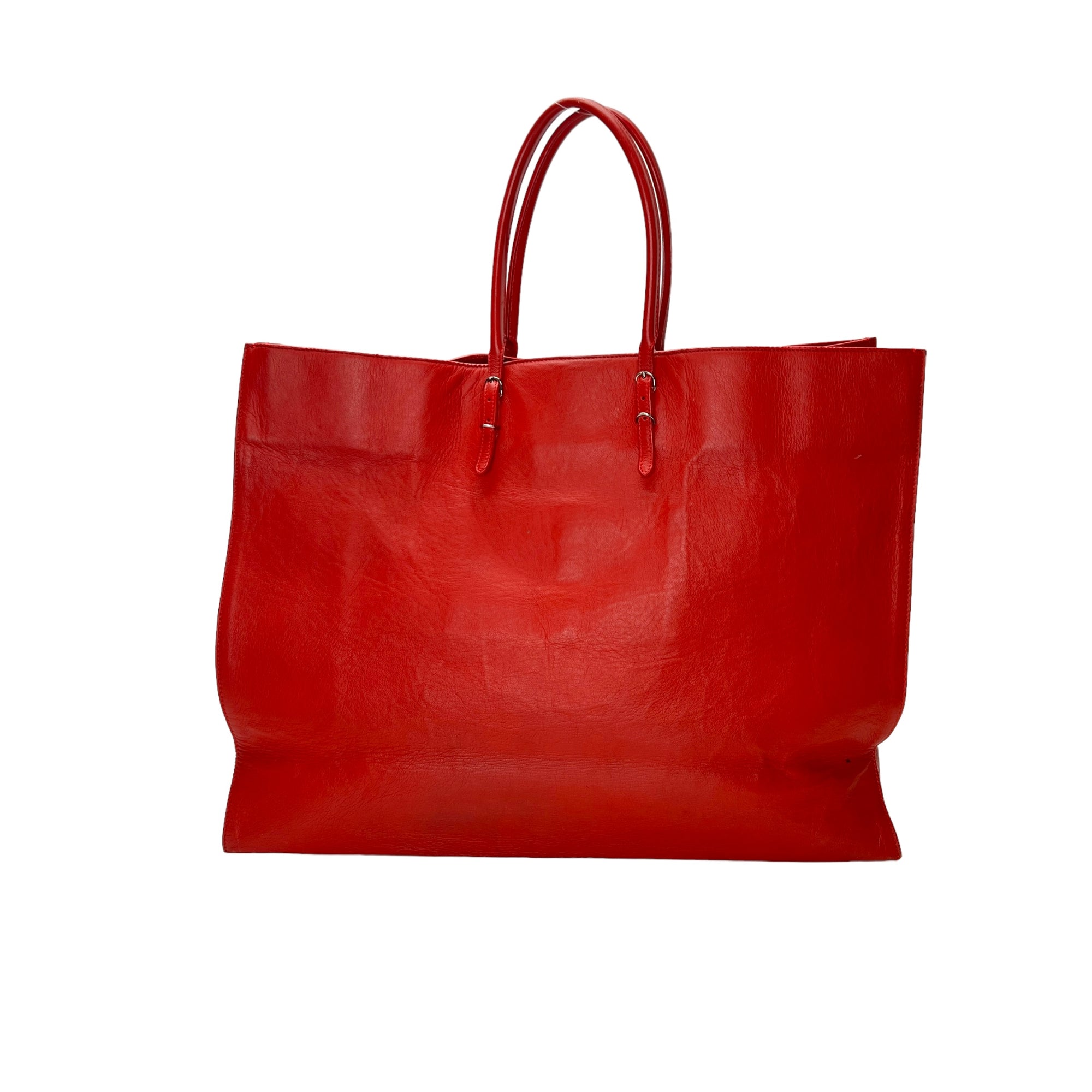 Papier Red Tote Bag in Calfskin, Silver hardware