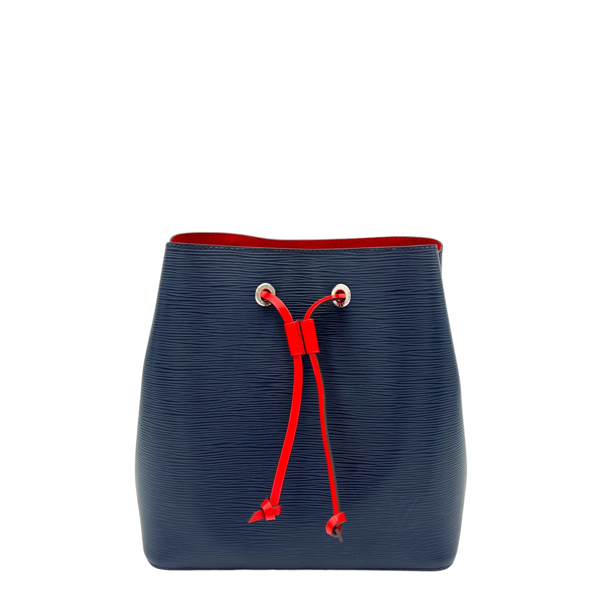 NeoNoe MM Navy Bucket Bag in Epi Leather, Silver hardware