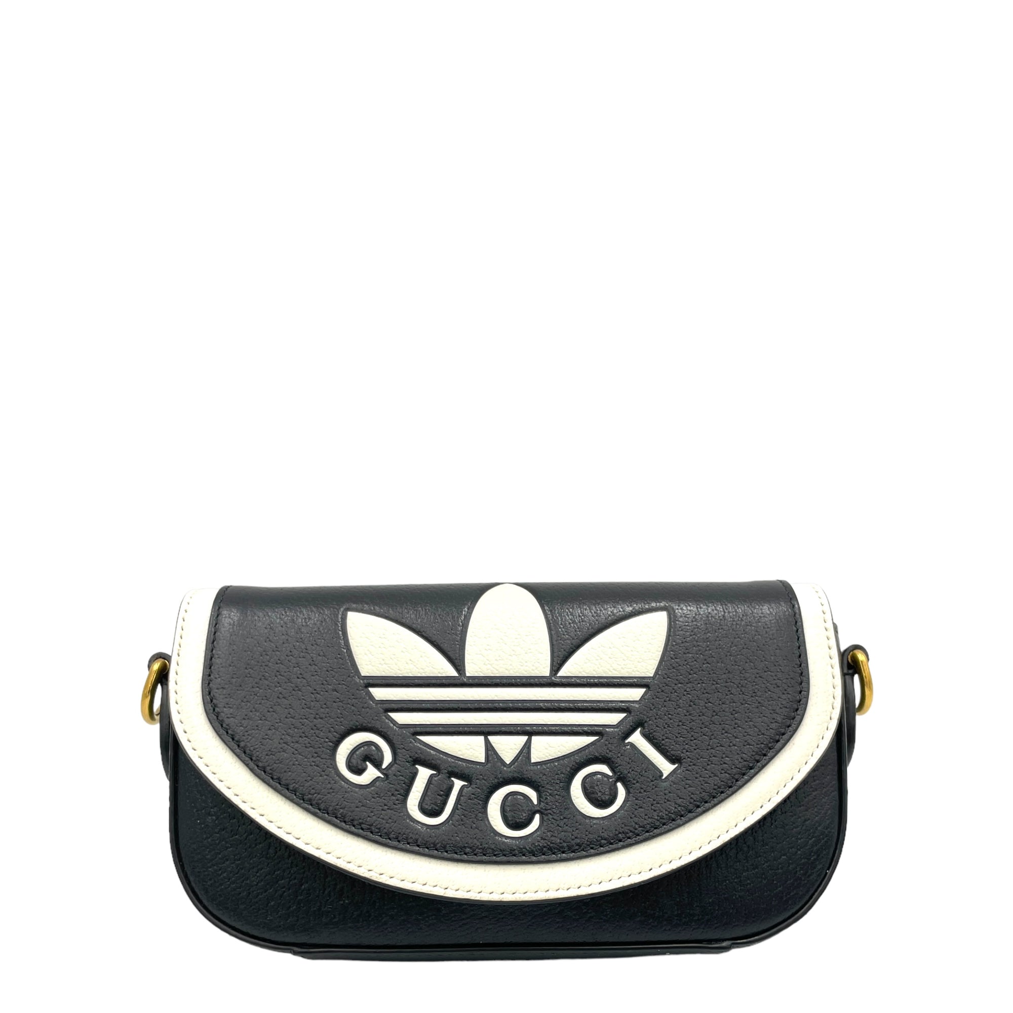 x Adidas Black Crossbody Bag in Calfskin, Gold hardware