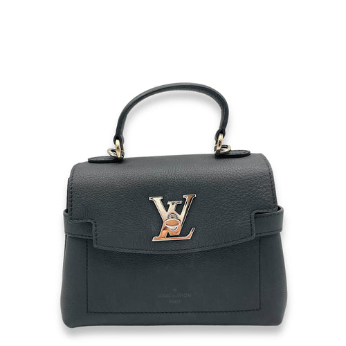 LockMe BB Black Top Handle Bag in Calfskin, Silver hardware