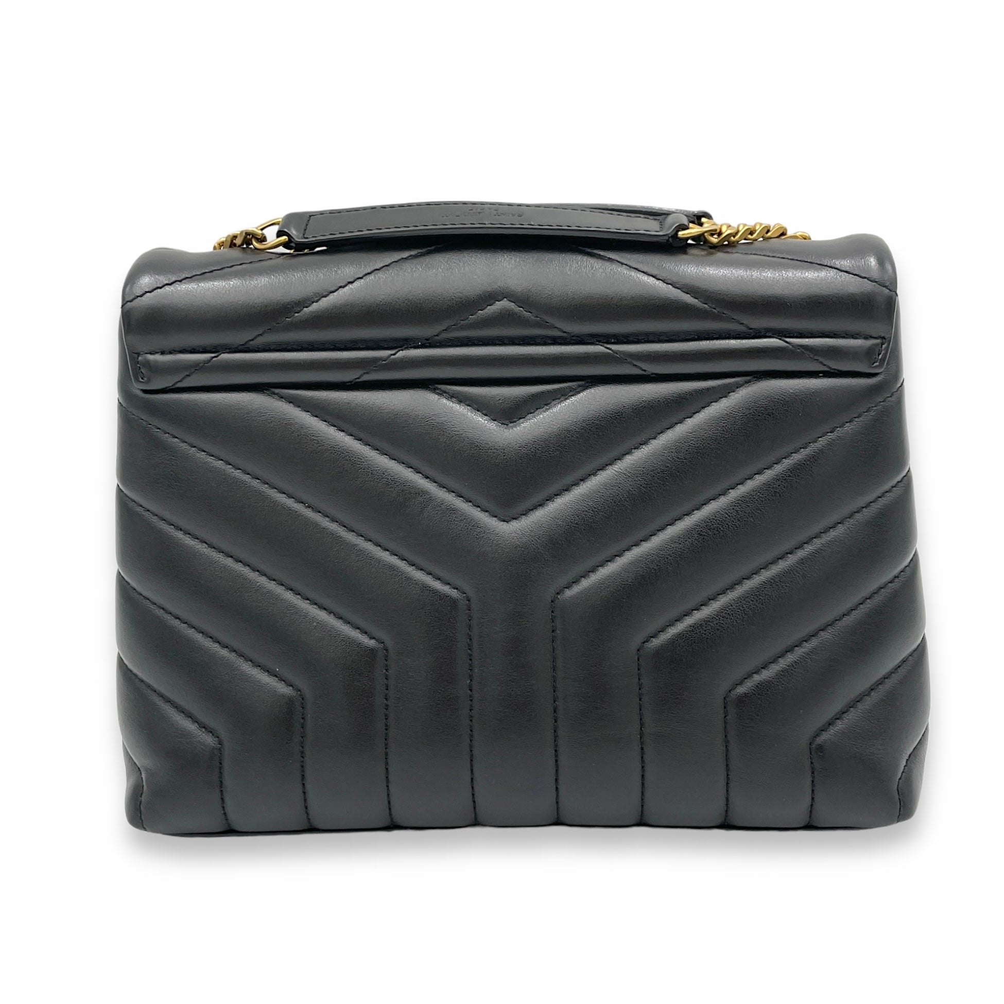 Loulou Crossbody Bag Small Black in Calfskin, Gold hardware