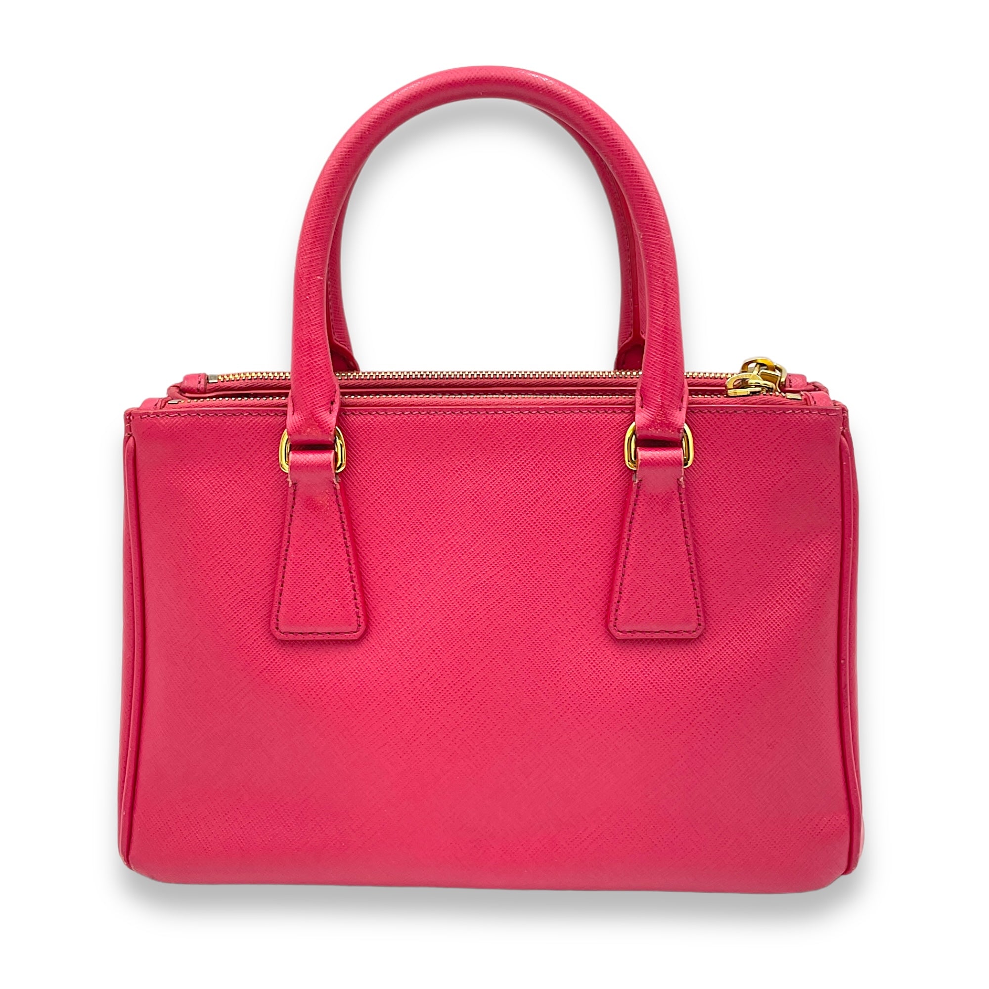 Galleria Small Pink Top Handle Bag in Saffiano Leather, Gold hardware