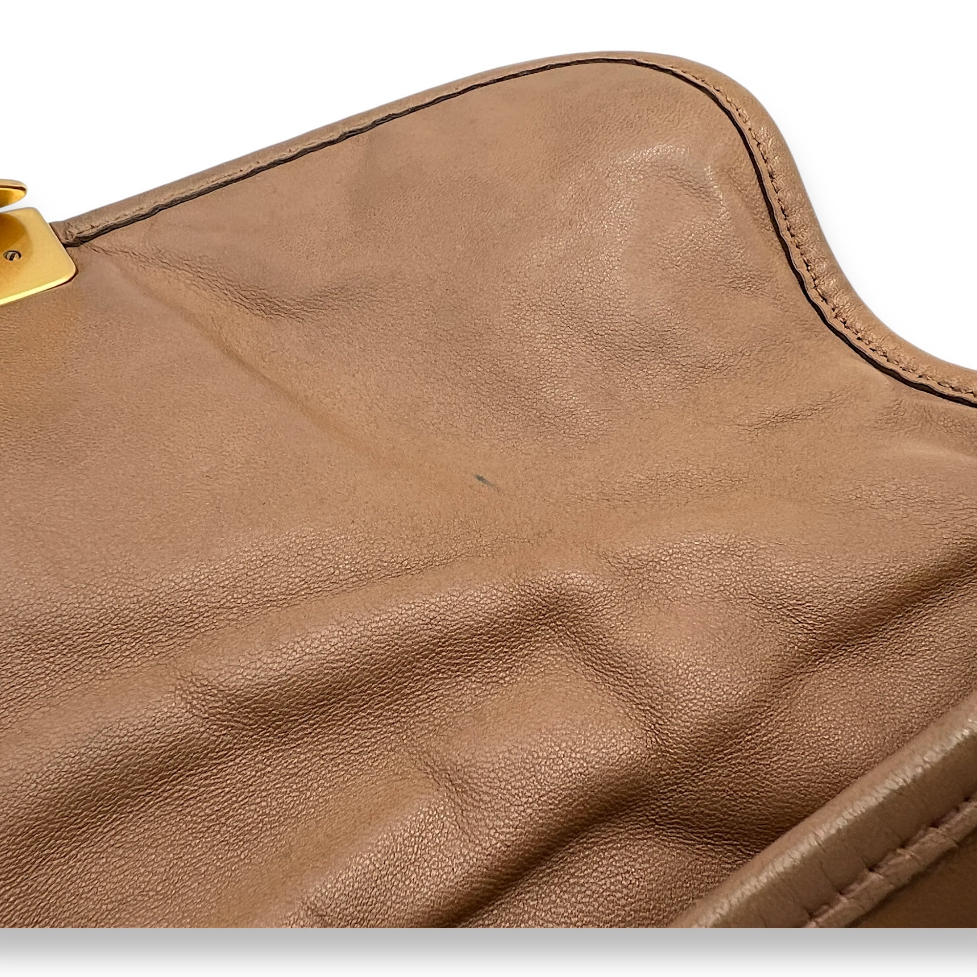 Coffer Brown Top Handle Bag in Calfskin, Gold hardware