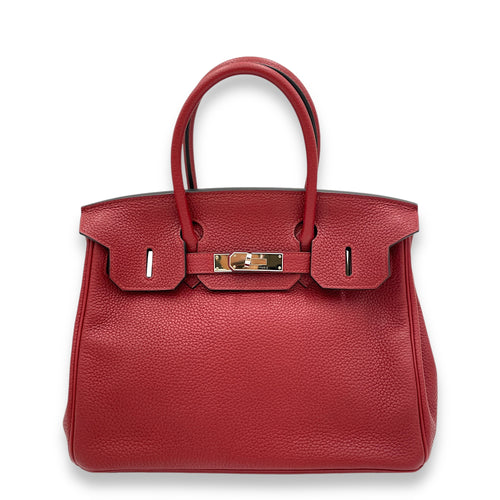 Birkin 30 Red in Clemence, Palladium hardware