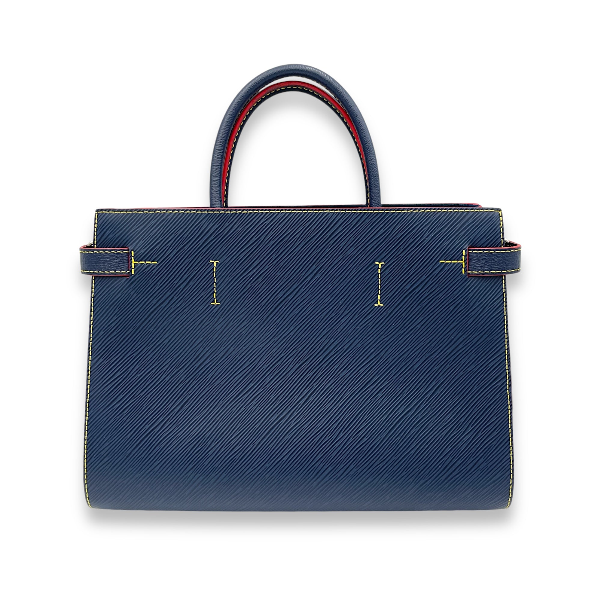 Twist Top Handle Bag Blue in Epi Leather, Silver hardware