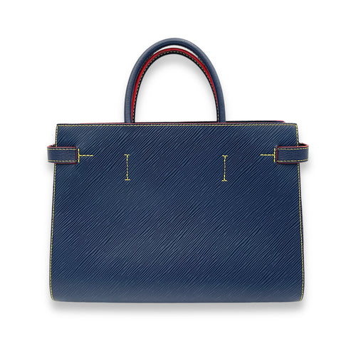 Twist Top Handle Bag Blue in Epi Leather, Silver hardware