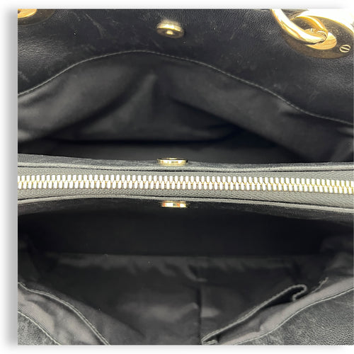 Cannage Tote Bag Black in Lambskin, Gold hardware