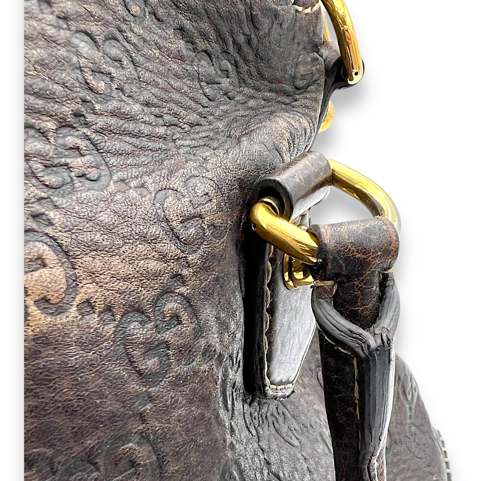 Horsebit 1955 Shoulder Bag Brown in Calfskin, Gold hardware