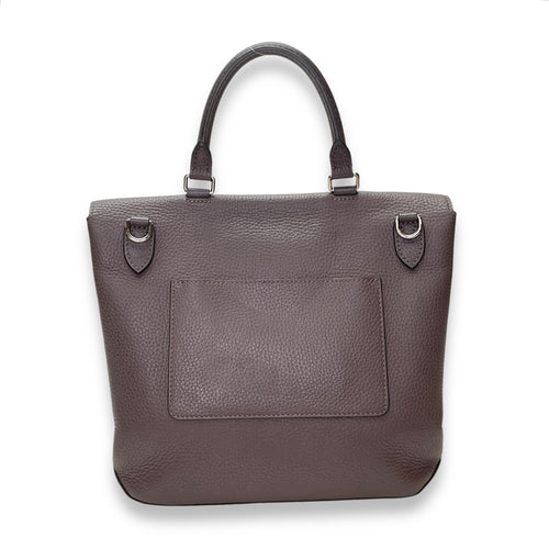 Volta Top Handle Bag Brown in Taurillon Leather, Silver hardware