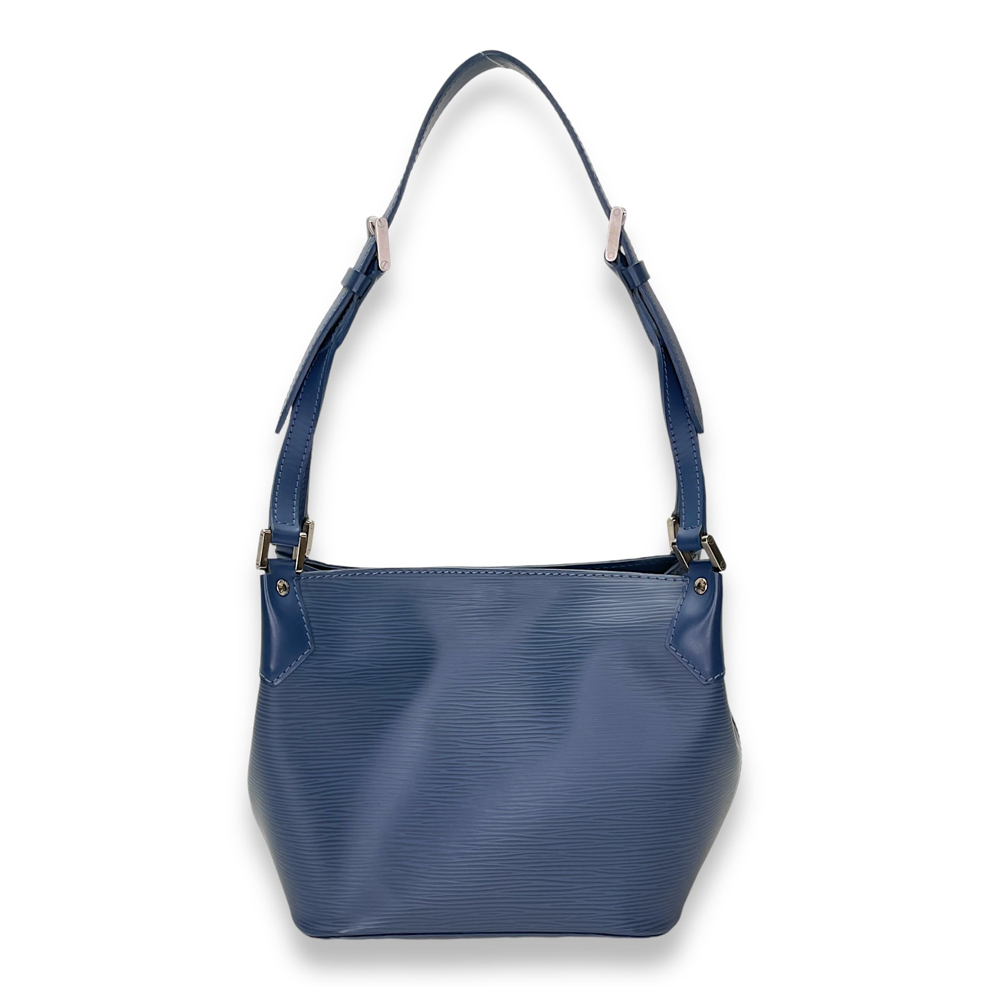 Mandara Shoulder Bag Blue in Epi Leather, Silver hardware