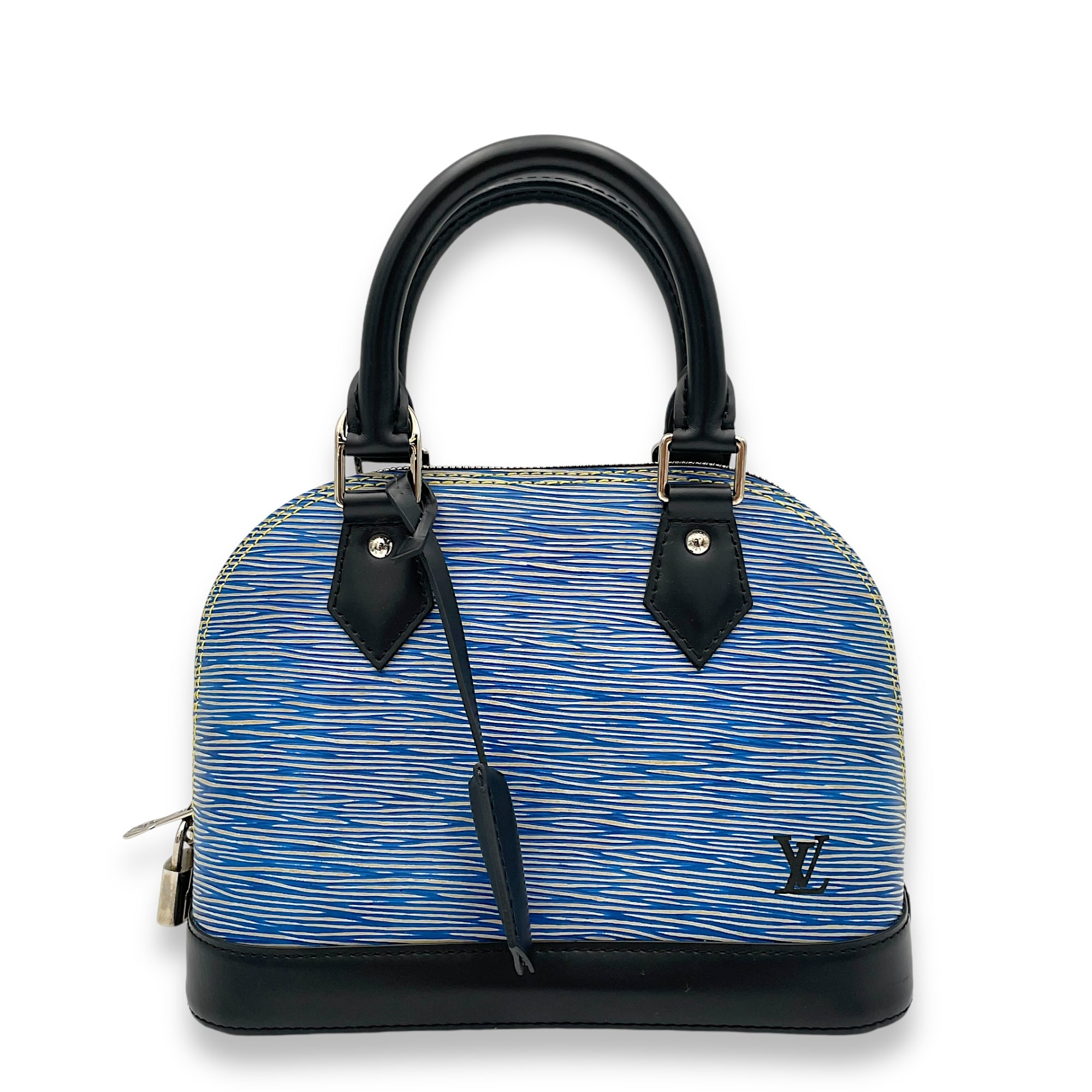 Alma Top Handle Bag Blue in Epi Leather, Silver hardware