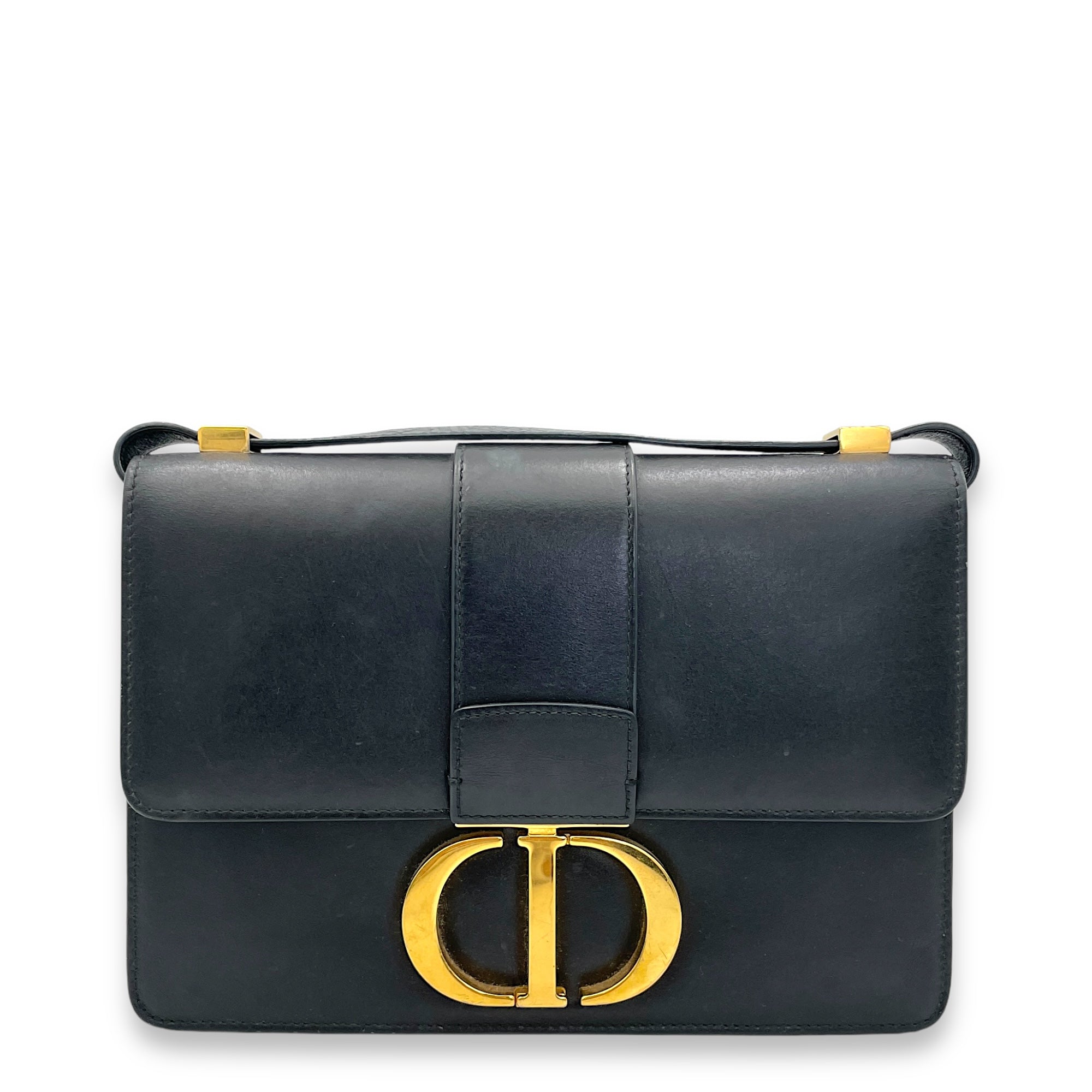 Montaigne Crossbody Bag Black in Calfskin, Gold hardware