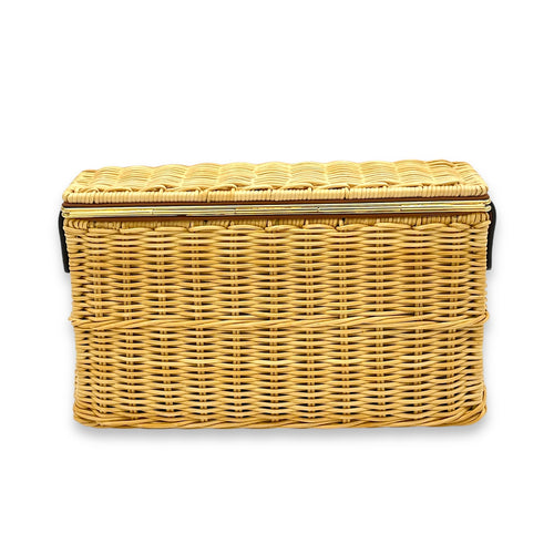 shoulder box Shoulder Bag Beige in Rattan, Gold hardware