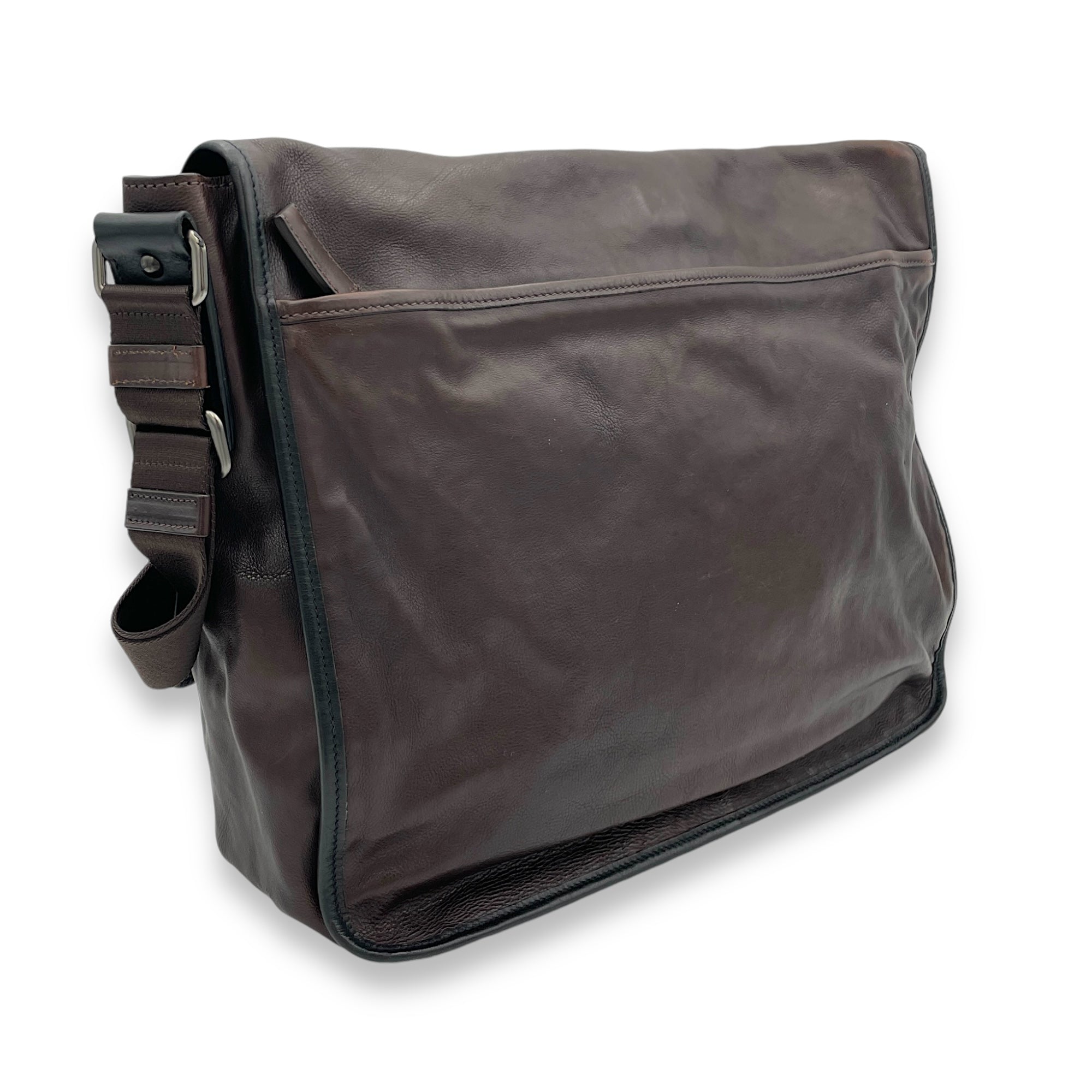 Others Messenger Brown in Calfskin, Silver hardware