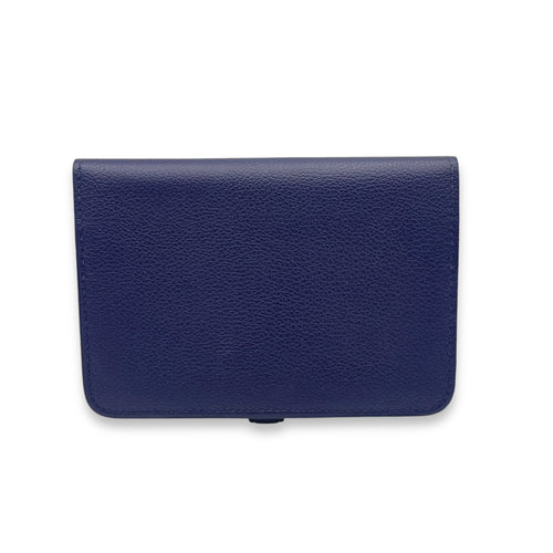 Dogon Compact Bleu Encre in Calfskin, Palladium hardware