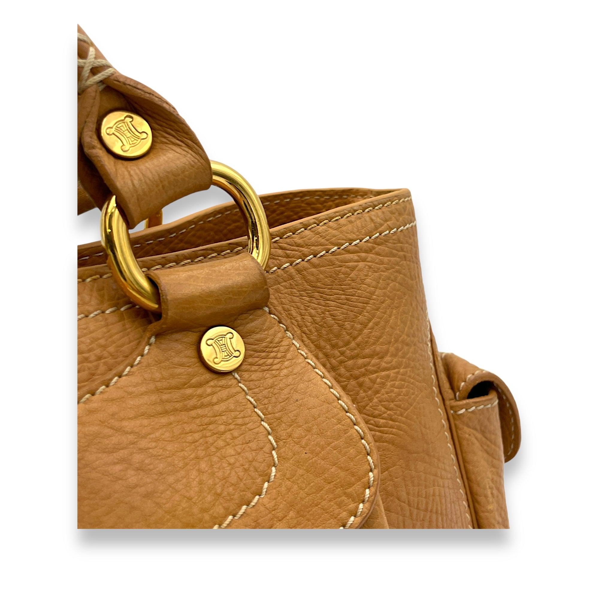 Boogie Top Handle Bag Beige in Calfskin, Gold hardware